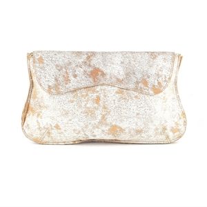 Metallic Cowhide Clutch